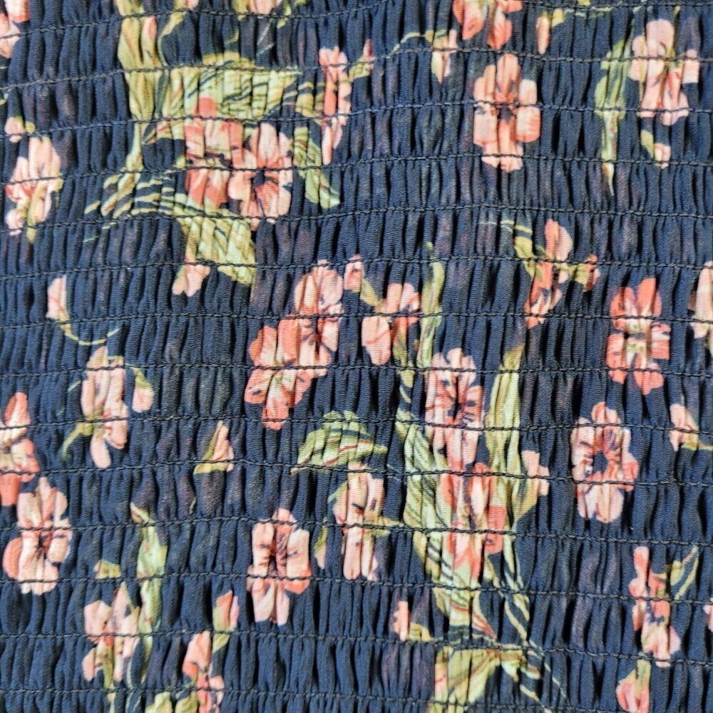 ✅ NWT 1.State black floral maxi dress smoked waist square neck size L - Picture 10 of 13